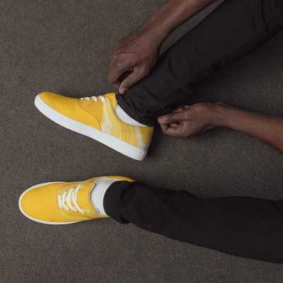 Men S Mustard Yellow Watercolor Canvas Sneakers
