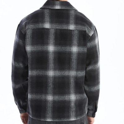 Men’s Zip Up Plaid Flannel Jacket Oversized Checked