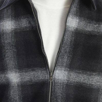 Men’s Zip Up Plaid Flannel Jacket Oversized Checked