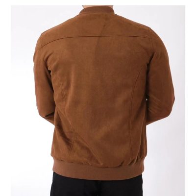 Men's Suede Bomber Jacket: Plush Lined Trucker Coat