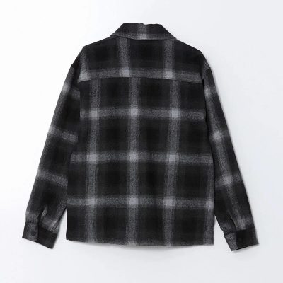 Men’s Zip Up Plaid Flannel Jacket Oversized Checked