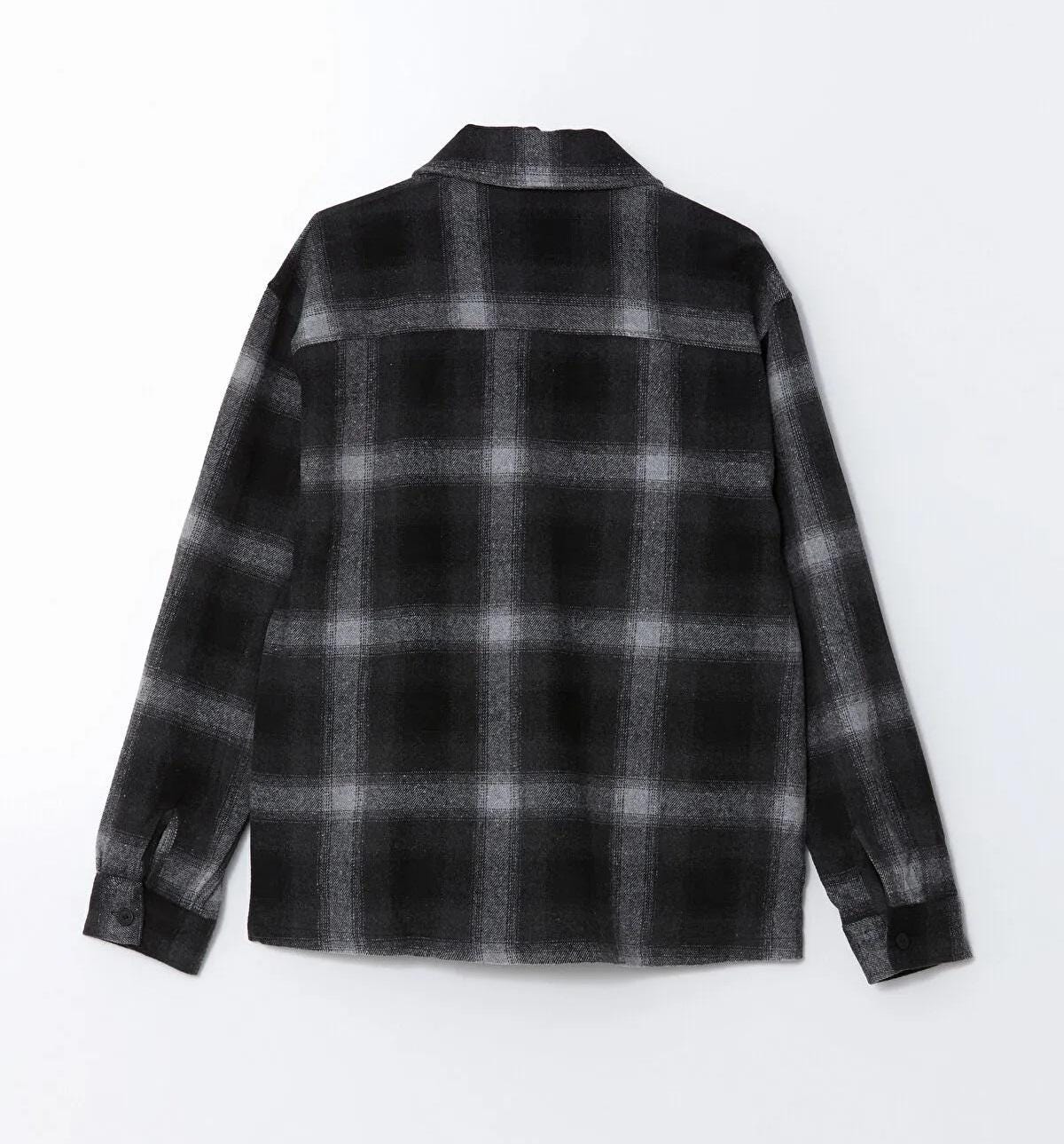Men’s Zip Up Plaid Flannel Jacket Oversized Checked