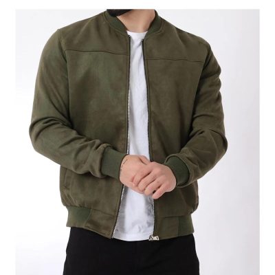 Men's Suede Bomber Jacket: Plush Lined Trucker Coat
