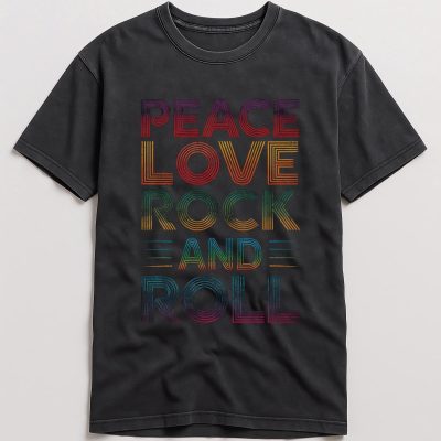 Peace Love Rock And Roll T Shirt: Retro