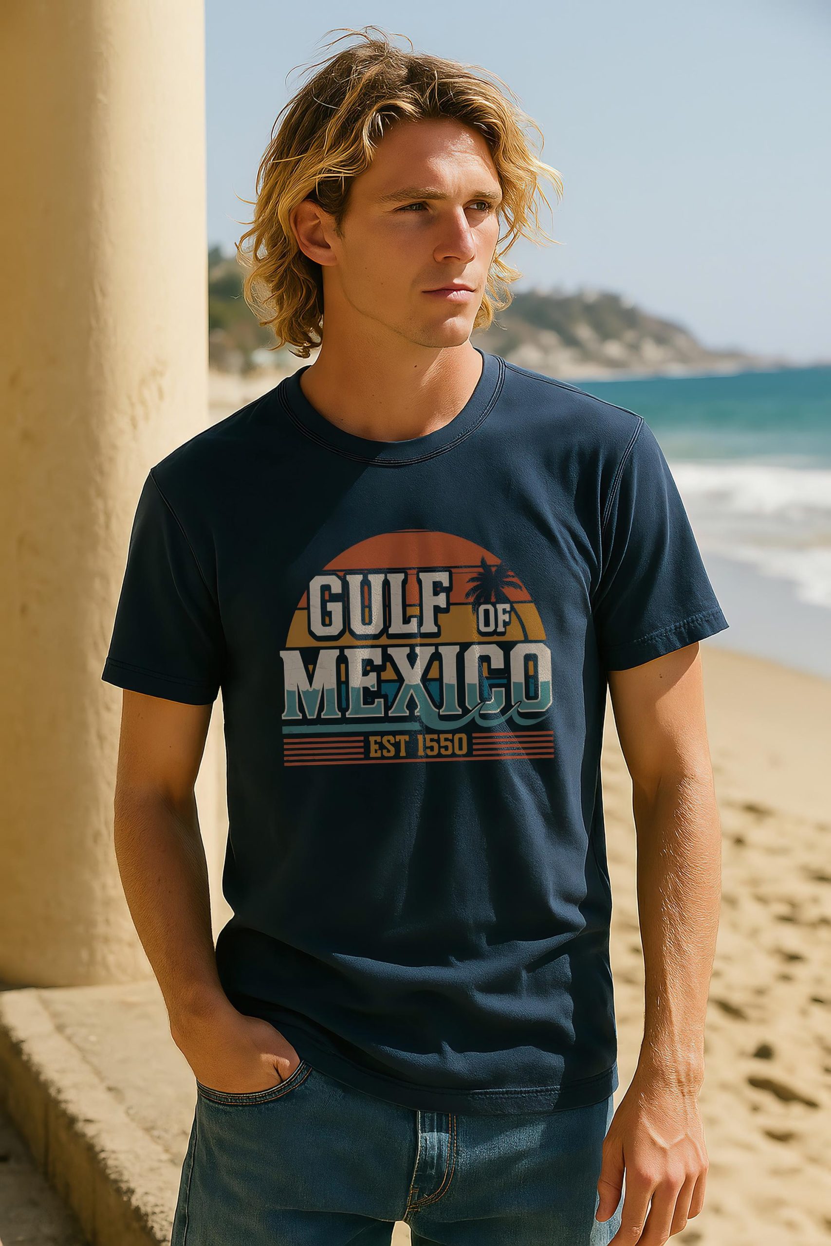 Gulf Of Mexico T Shirt: Retro Sunset Beach
