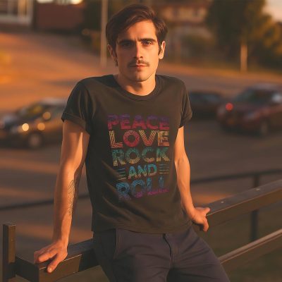 Peace Love Rock And Roll T Shirt: Retro