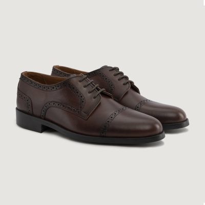 Men's Brown Leather Wingtip Brogue Dress Shoes Formal