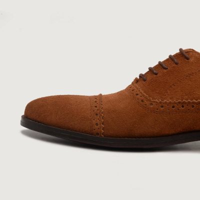 Men's Suede Captoe Oxfords: Classic Brogue Dress Shoes
