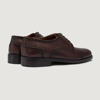Men's Brown Leather Wingtip Brogue Dress Shoes Formal