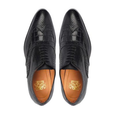 Classic Men's Black Brogue Oxfords Genuine Leather Dress