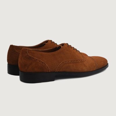 Men's Suede Captoe Oxfords: Classic Brogue Dress Shoes