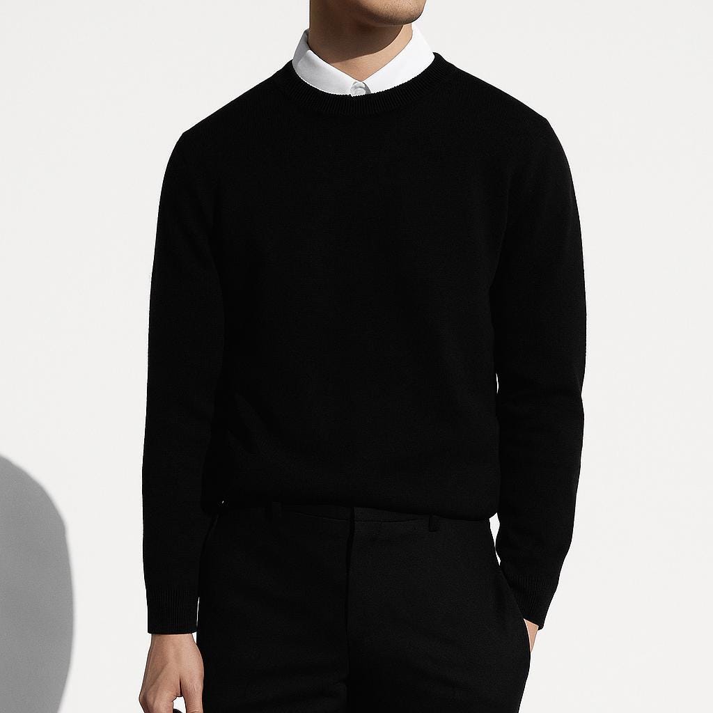 Men's Soft Knit Crew Neck Sweater: Minimalist Solid