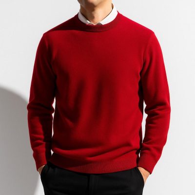 Men's Soft Knit Crew Neck Sweater: Minimalist Solid