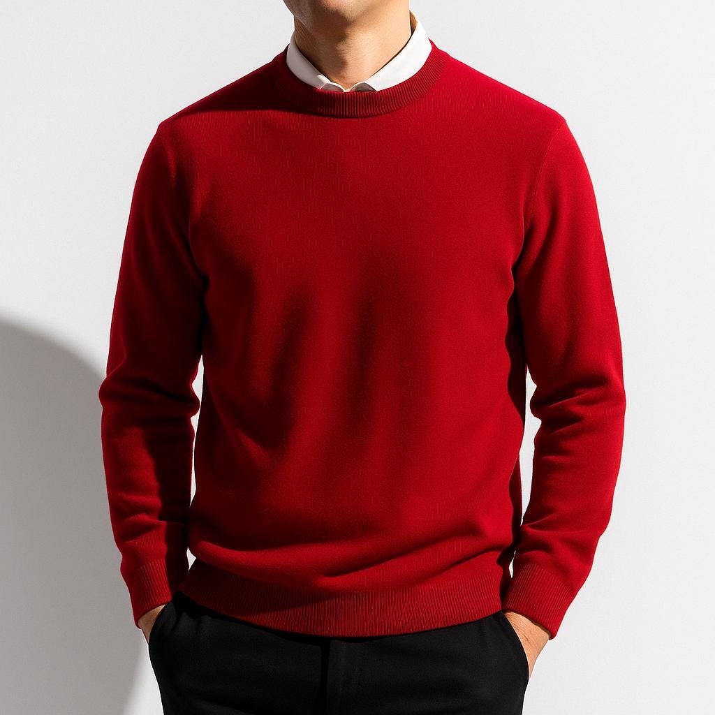 Men's Soft Knit Crew Neck Sweater: Minimalist Solid