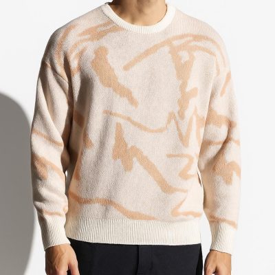 Men's Brushstroke Sweater: Abstract Knit Pullover