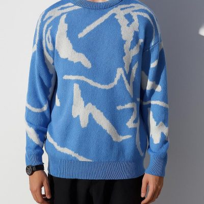 Men's Brushstroke Sweater: Abstract Knit Pullover