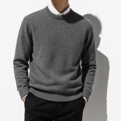 Men's Soft Knit Crew Neck Sweater: Minimalist Solid