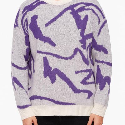 Men's Brushstroke Sweater: Abstract Knit Pullover