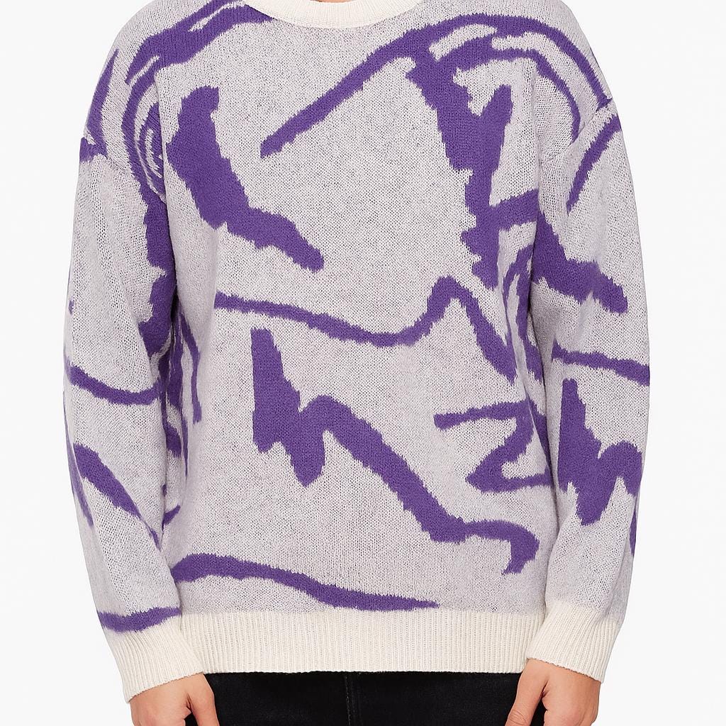 Men's Brushstroke Sweater: Abstract Knit Pullover