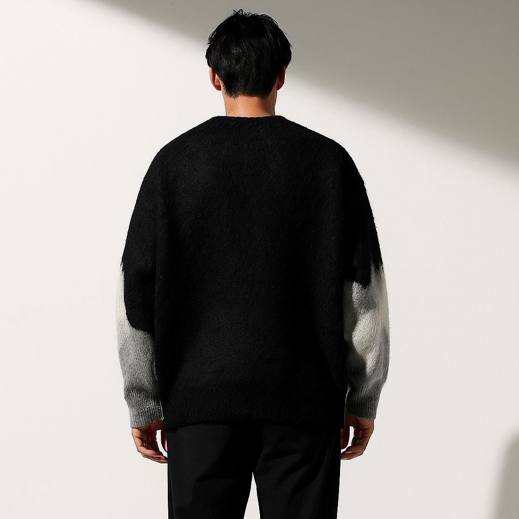 Men’s Cat Pattern Knit Pullover Sweater Soft Crewneck
