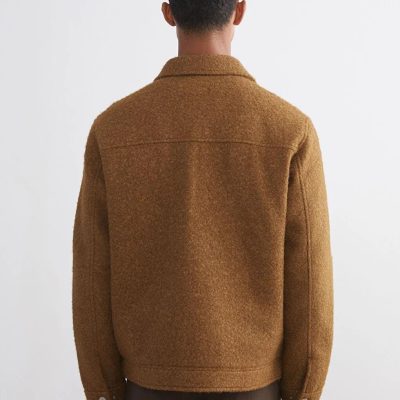 Men's Zippered Cashmere Jacket Beige Minimalist Coat Classic