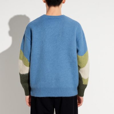 Men’s Cat Pattern Knit Pullover Sweater Soft Crewneck
