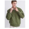 Men's Green Bomber Jacket Stand Collar Casual Zip