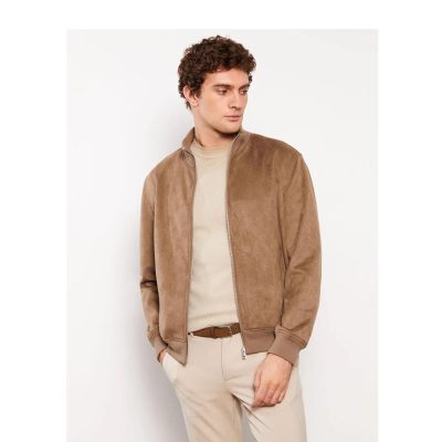 Men's Suede Bomber Jacket: Plush Lined Trucker Coat