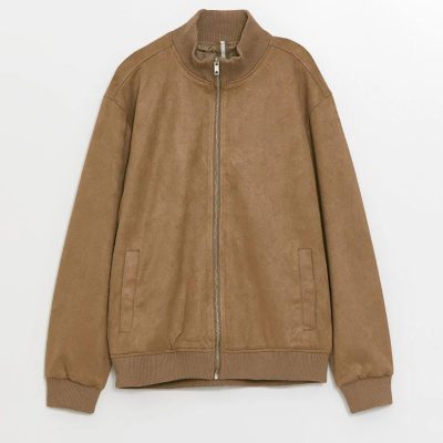 Men's Suede Bomber Jacket: Plush Lined Trucker Coat