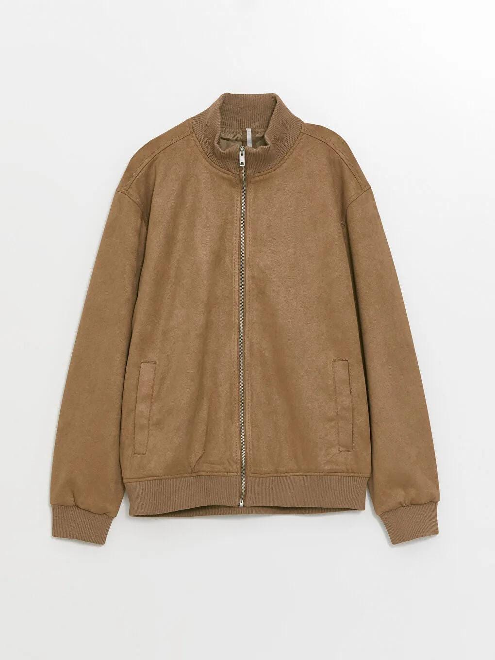 Men's Suede Bomber Jacket: Plush Lined Trucker Coat